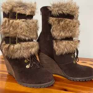 Carlos Santana Faux Fur Wedge Bootie - 8M